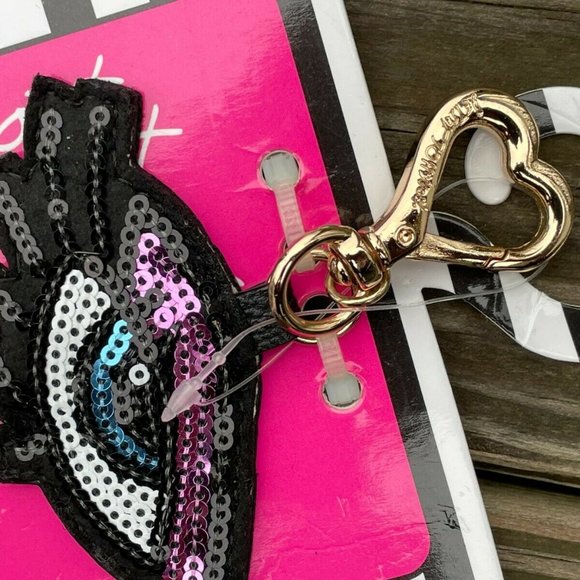 Betsey Johnson Keychain Gold Tone Hardware Eye Heart & French Fries Keys Holder - Picture 3 of 11